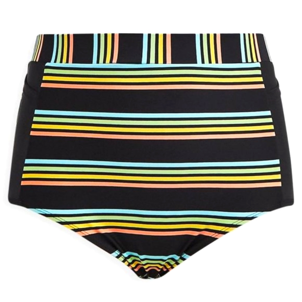 ❤️NWT TORRID ACTIVE SWIM BOTTOM HIGH RISE BRIEF POCKETS - PASTEL STRIPE - Picture 6 of 9